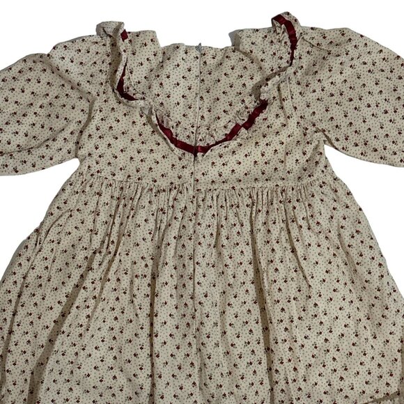 Vintage Dress Cotton Slip Floral Long Sleeve Old Time Clothing Ruffle Collar 3Y - Picture 2 of 16